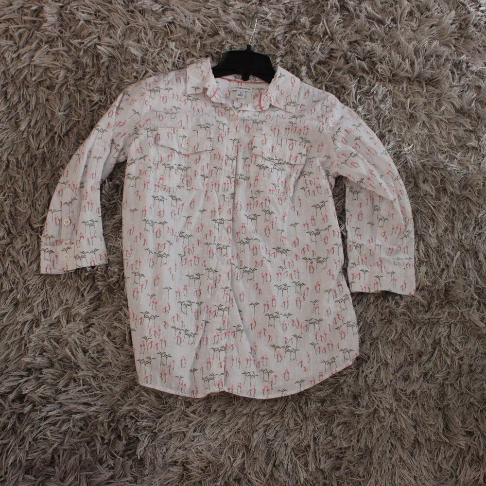 Croft & Barrow, Flamingo button down shirt, size small
